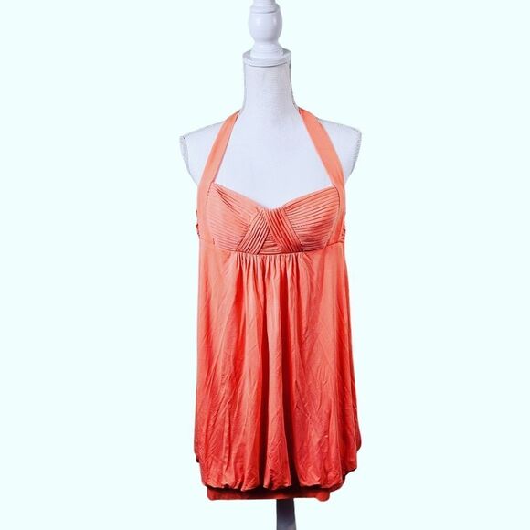 BCBG Maxazria Halter Bubble Dress. Mango Large - Picture 1 of 14